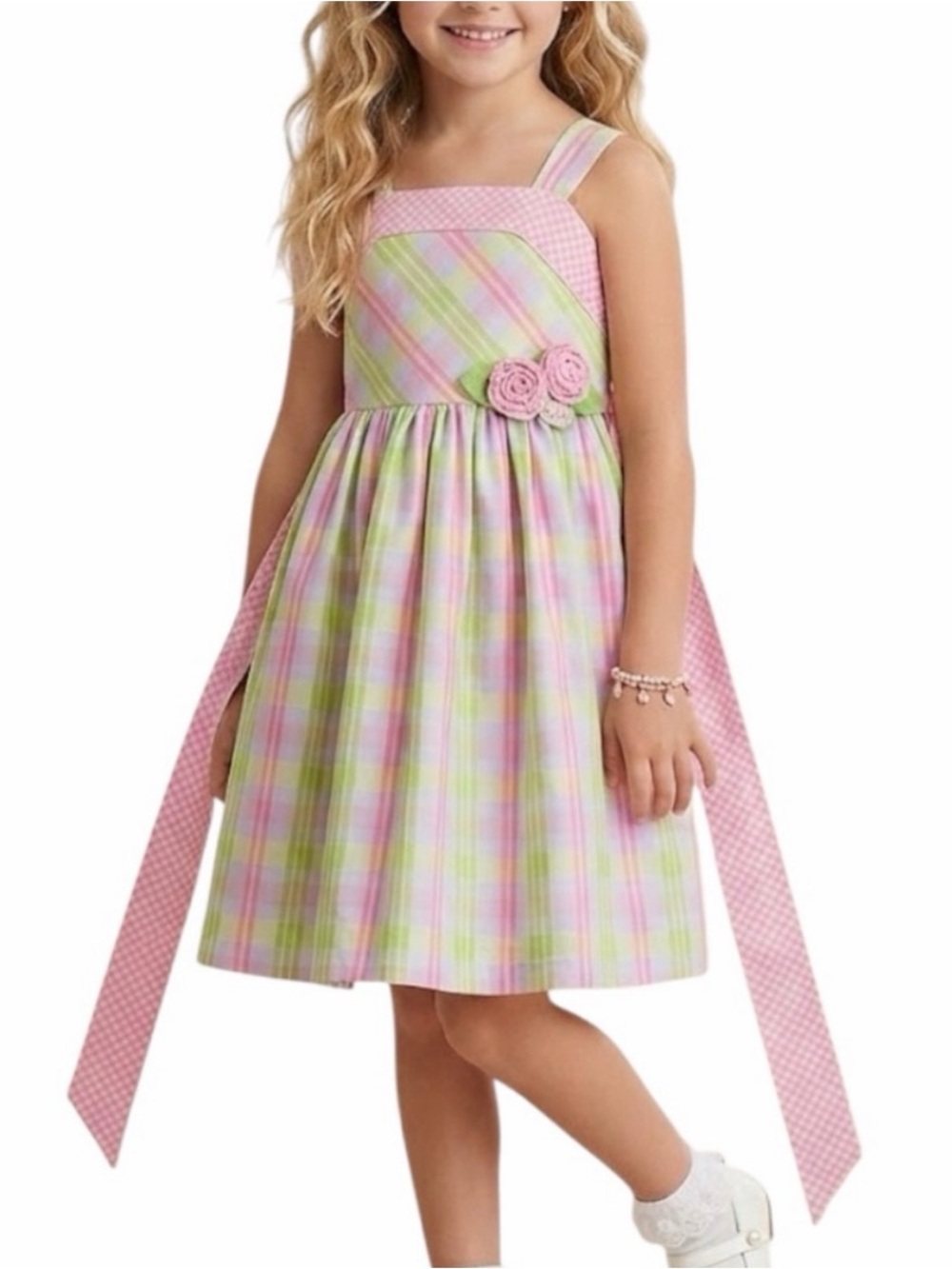 BONNIE JEAN Twee Aesthetic Preppy Kids Pastel Plaid Dress 10